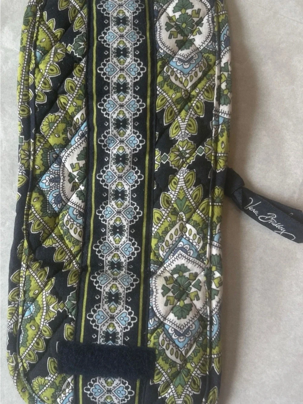 Vera Bradley Trifold Cambridge Wallet Green Navy Blue Floral Made in USA Retired